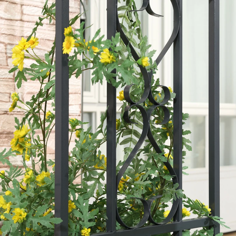 Outsunny 6.8ft Decorative Metal Garden Arch with 2 Planter Boxes Outdoor Walkway Arbor for Climbing Vine Plants Patio Backyard Lawn Party Ceremony