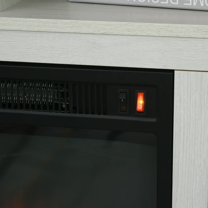 HOMCOM Electric Fireplace TV Stand for 50", Media Console Center Cabinet with 2 Shelves and 2 Cabinets with Adjustable Shelves for Corner, Distressed White