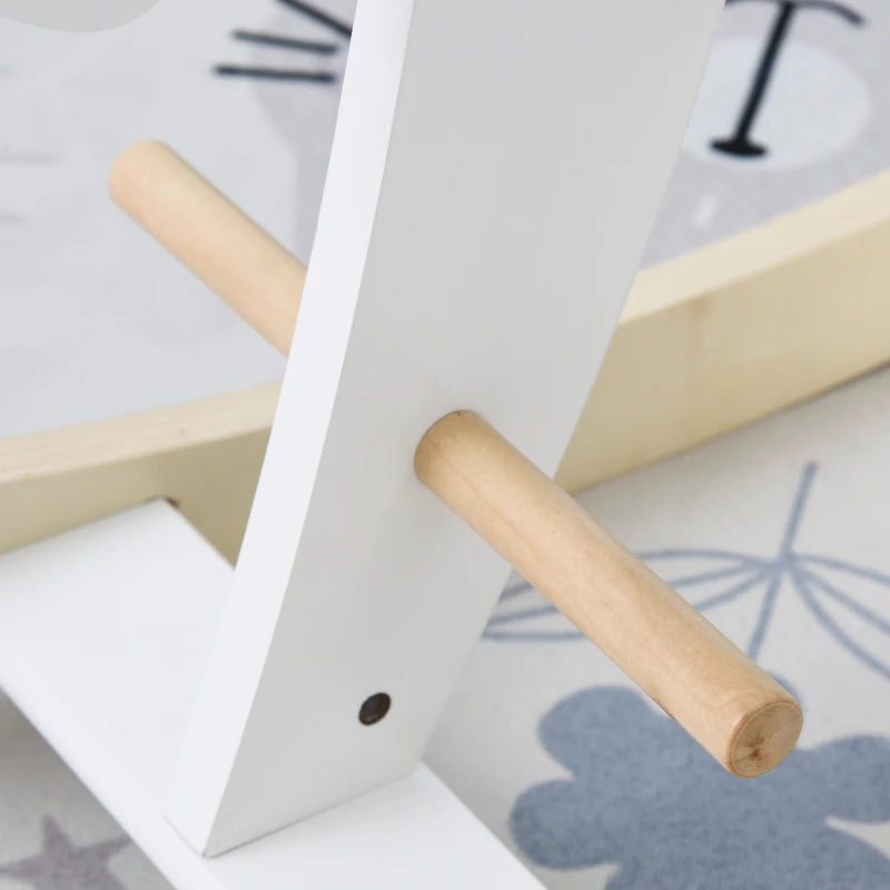 Qaba Wooden Rocking Horse Toddler Baby Ride-on Toys for Kids 1-3 Years with Classic Design & Wood Safety Bar, White