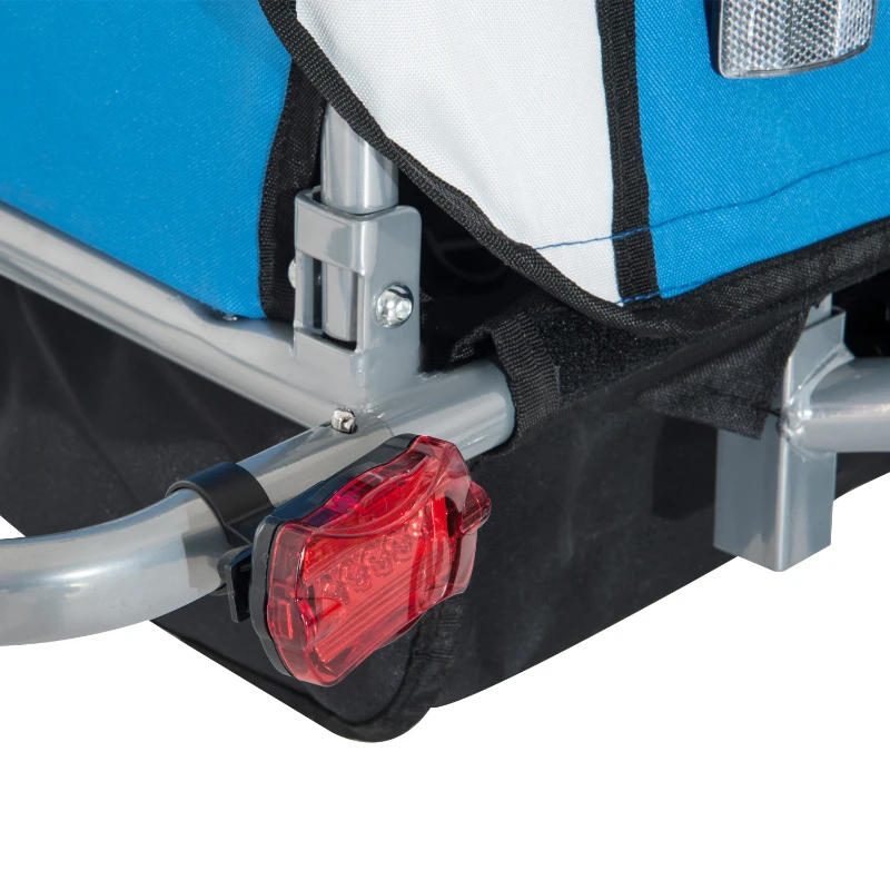 Aosom Elite 360 Swivel Double Child Two-Wheel Bicycle Cargo Trailer With 2 Security Harnesses, Blue