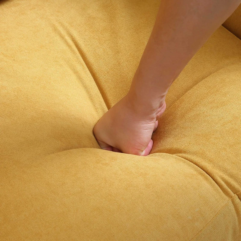 HOMCOM 54" Loveseat Sofa for Bedroom, Modern Love Seats Furniture, Upholstered Small Couch for Small Space, Yellow