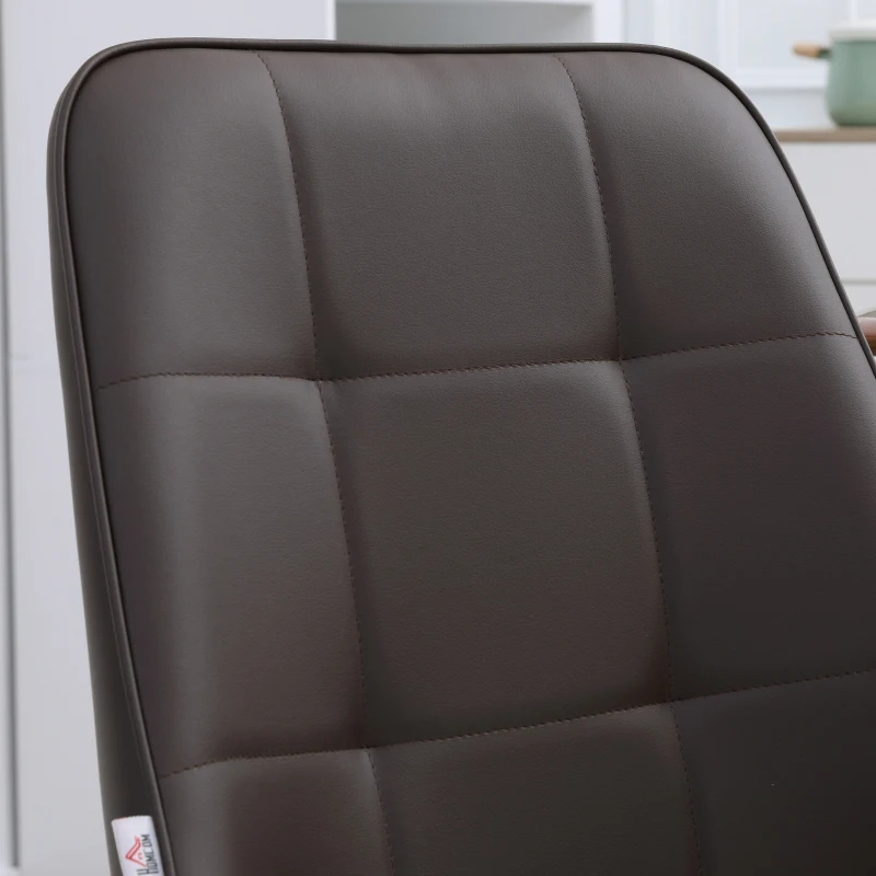 HOMCOM Dining Chairs Mid Century Modern Kitchen Chairs with PU Leather Upholstery and Steel Legs for Living Room, Dining Room, Bedroom, Brown, Set of 2