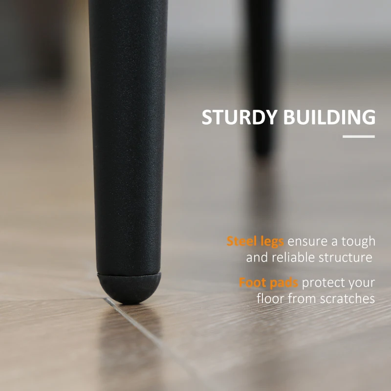 HOMCOM Dining Chairs Mid Century Modern Kitchen Chairs with PU Leather Upholstery and Steel Legs for Living Room, Dining Room, Bedroom, Grey, Set of 2