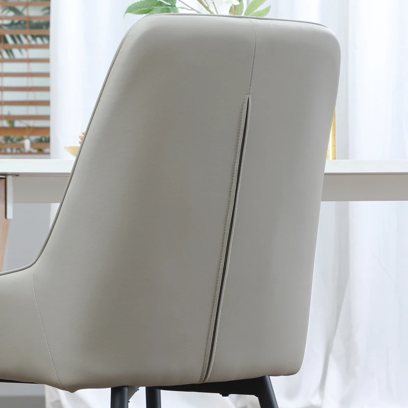 HOMCOM Dining Chairs Mid Century Modern Kitchen Chairs with PU Leather Upholstery and Steel Legs for Living Room, Dining Room, Bedroom, Grey, Set of 2