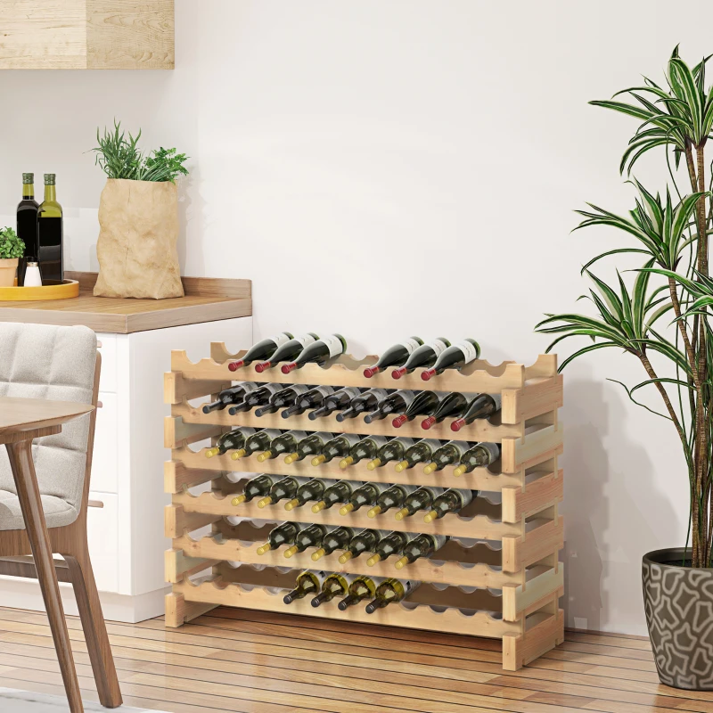 HOMCOM 72 Bottles Wood Wine Rack  Holder 6 Tier Stackable Storage Stand