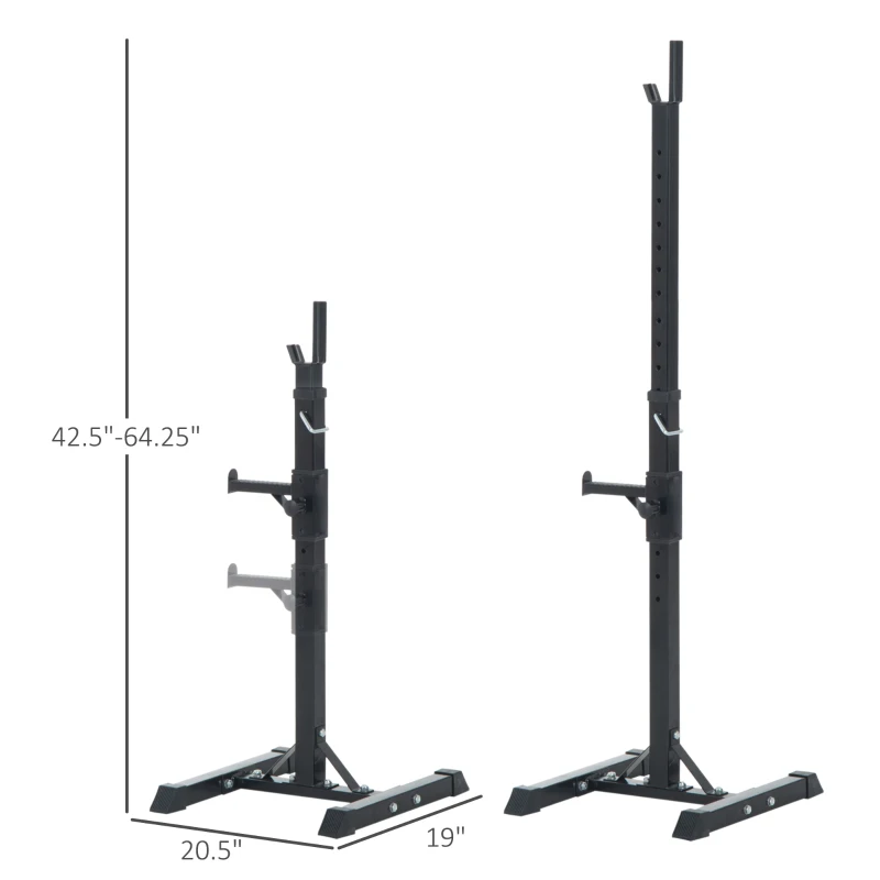 Soozier Adjustable Stable Power Squat Stand Portable 2 Bars Barbell Holder Weight Rack (Black/Grey)