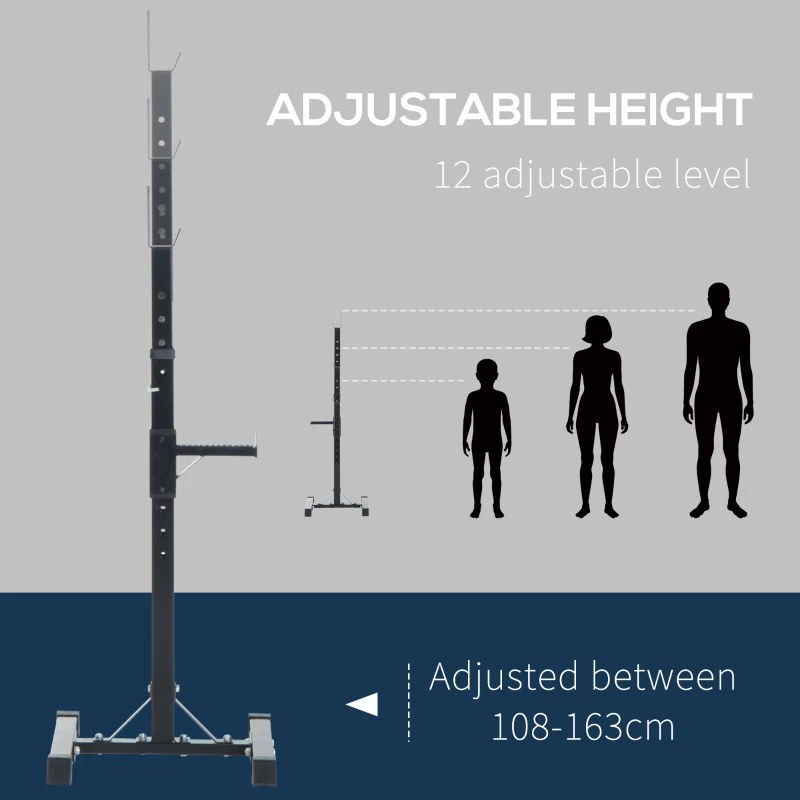 Soozier Adjustable Stable Power Squat Stand Portable 2 Bars Barbell Holder Weight Rack (Black/Grey)