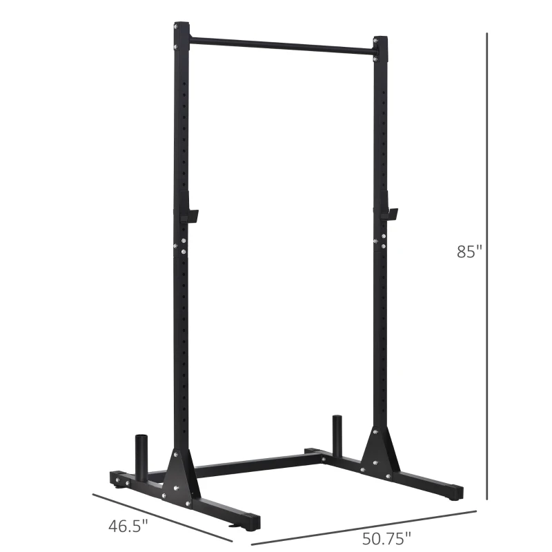 Soozier Adjustable Barbell Power Rack Squat Stand Strength Training Fitness Pull Up Weight Cage Home Gym Black