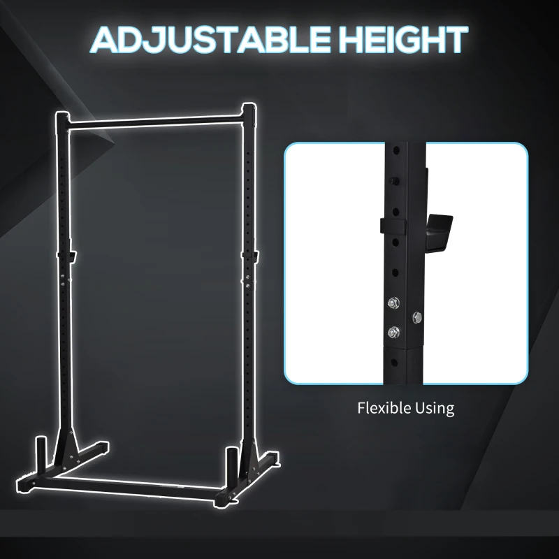 Soozier Adjustable Barbell Power Rack Squat Stand Strength Training Fitness Pull Up Weight Cage Home Gym Black