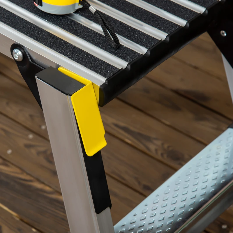 DURHAND Work Platform, Non-slip Aluminium Step Ladder, Portable Bench for Car Washing, Repairing, Cleaning and Painting, 330lbs Capacity