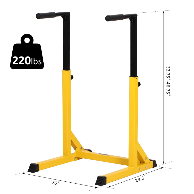 Soozier Heavy Duty Dip Stand Parallel Dip Station Dip Bar Steel Height Ajustable for Home Gym