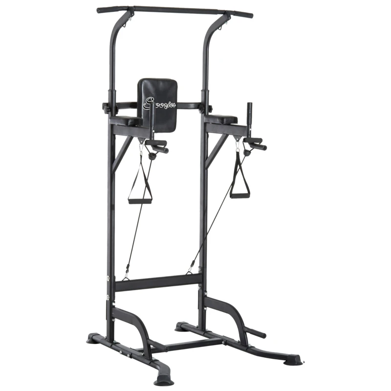 Soozier Multi-Function Power Tower Chin Up Bar Stand Dip Station Full Body Workout Training Fitness Equipment
