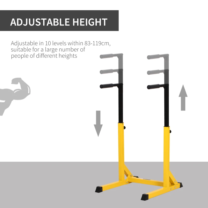 Soozier Heavy Duty Dip Stand Parallel Dip Station Dip Bar Steel Height Ajustable for Home Gym
