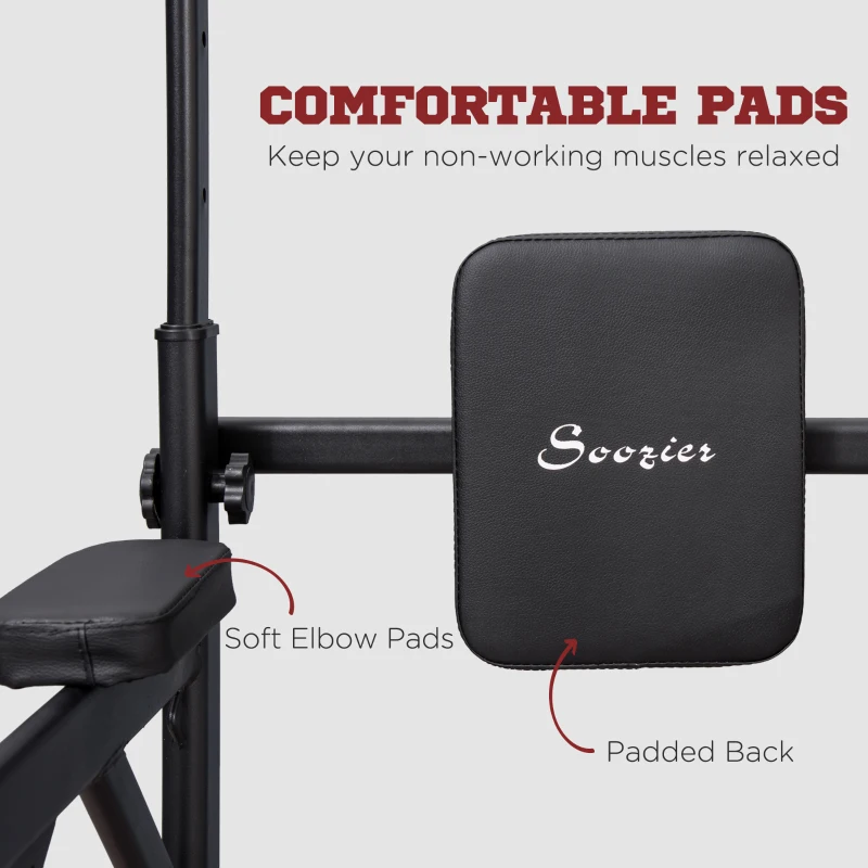 Soozier Multi-Function Power Tower Chin Up Bar Stand Dip Station Full Body Workout Training Fitness Equipment