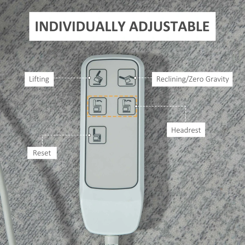 HOMCOM Electric Power Lift Recliner Chair for Elderly with Zero Gravity and Removable Upholstered Armrests, Reclining Chair with Remote Control, Side Pockets, Grey