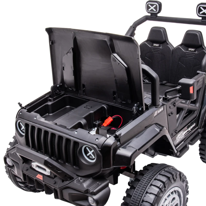 Aosom 12V Kids Ride on Car with Remote Control, Battery-Operated Ride on Toy with Spring Suspension, Led Lights, Music, Horn, 3 Speeds, USB, MP3, Black