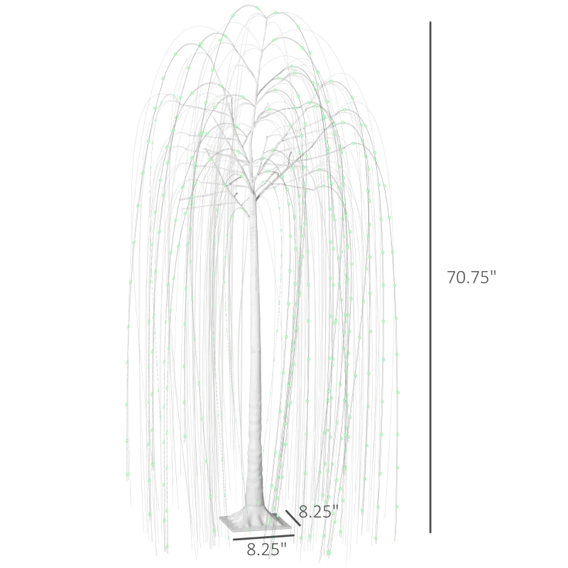 HOMCOM 6’ Artificial Willow Tree Light with 864 Color Changing LED Lights for Home Party, Indoor and Covered Outdoor Use