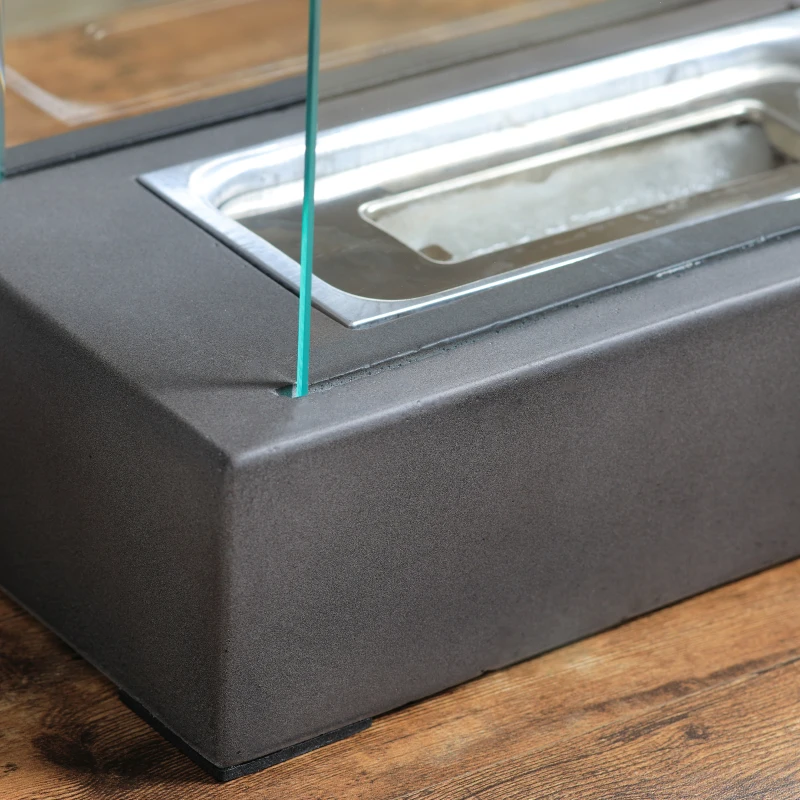 HOMCOM Tabletop Fireplace, 13" Concrete Alcohol Fireplace with Stainless Steel Lid for Indoor and Outdoor, 0.04 Gal Max 195 Sq. Ft., Dark Gray