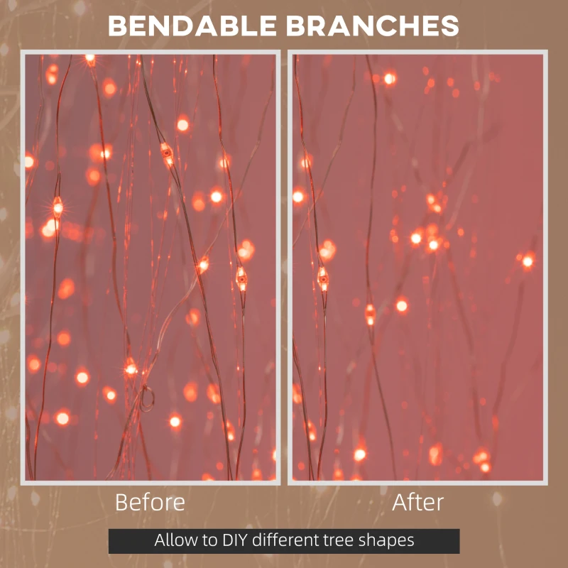 HOMCOM 6’ Artificial Willow Tree Light with 864 Color Changing LED Lights for Home Party, Indoor and Covered Outdoor Use