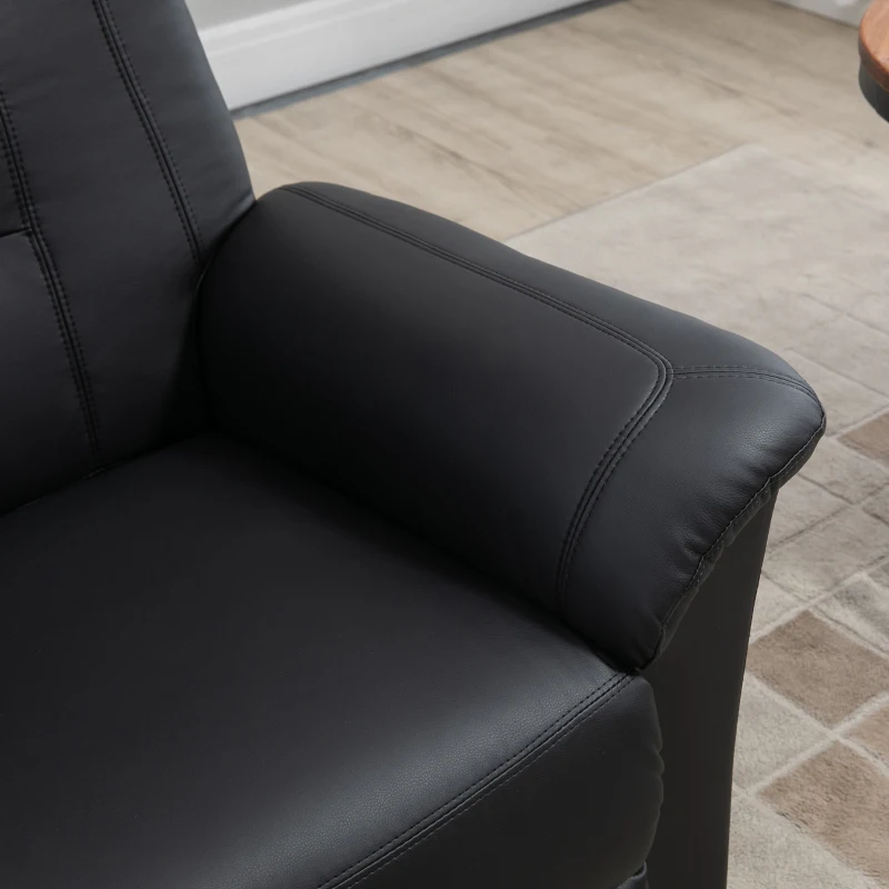 HOMCOM Electric Power Lift Chair for Elderly, PU Leather Recliner Sofa with Footrest and Remote Control, Side Pockets for Living Room, Black