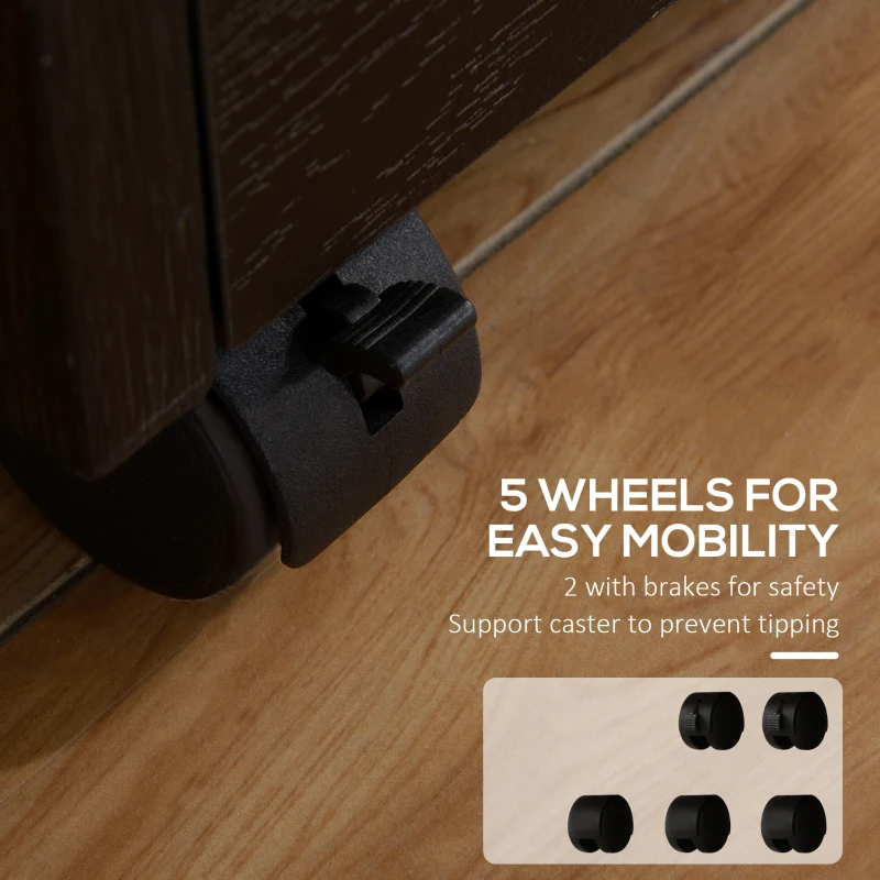 HOMCOM 3 Drawer File Cabinet with Lock and Edged Top, Lockable Filing Cabinet on Wheels for Letter and A4 Size, Black