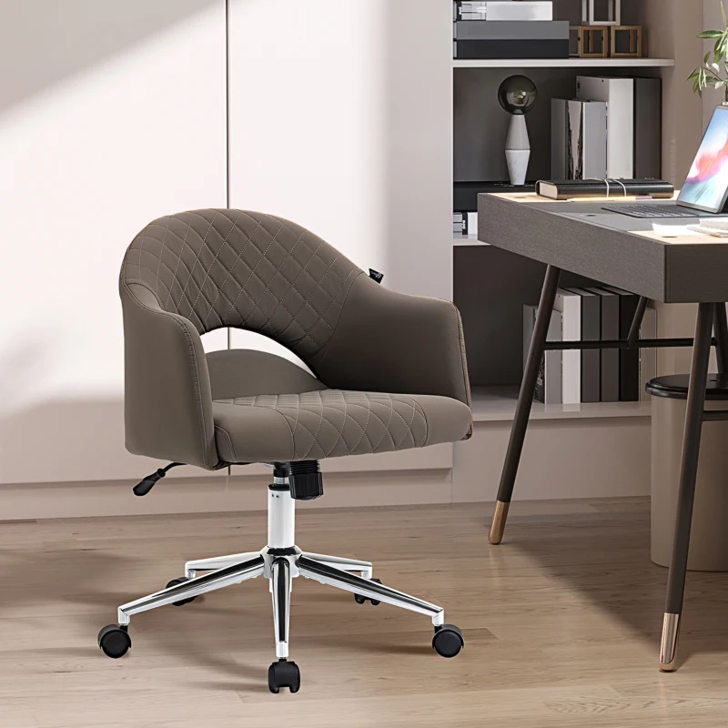Vinsetto Mid Back Home Office Chair, Computer Desk Chair with Adjustable Height and Padded Seat, Brown