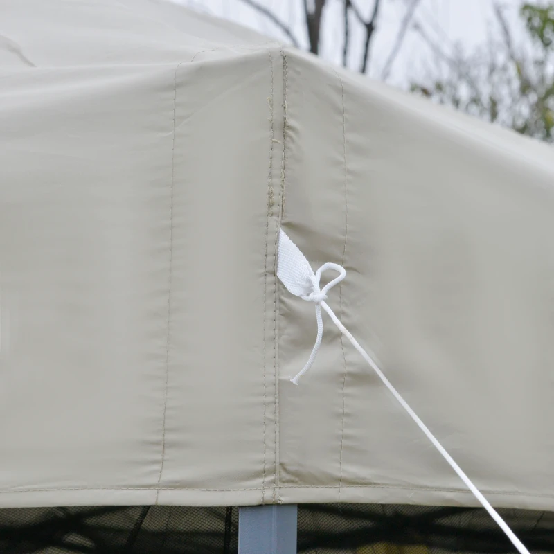 Outsunny 10' x 10' Pop Up Canopy Tent, Tents for Parties with Netting and Wheeled Carry Bag, Height Adjustable Instant Sun Shelter, for Outdoor, Garden, Patio, Beige