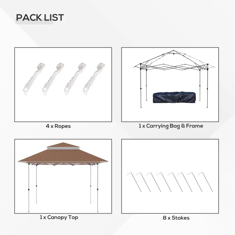 Outsunny 12' x 12' Pop Up Canopy Tent with Netting and Carry Bag, Instant Sun Shelter with 137 sq.ft Shade, Tents for Parties, Height Adjustable, for Outdoor, Garden, Patio, Khaki