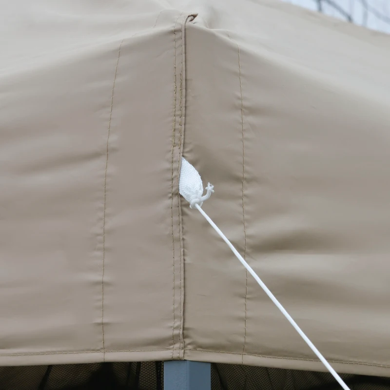 Outsunny 10' x 10' Pop Up Canopy Party Tent with 3-Level Adjustable Height, Easy Move Roller Bag, Khaki