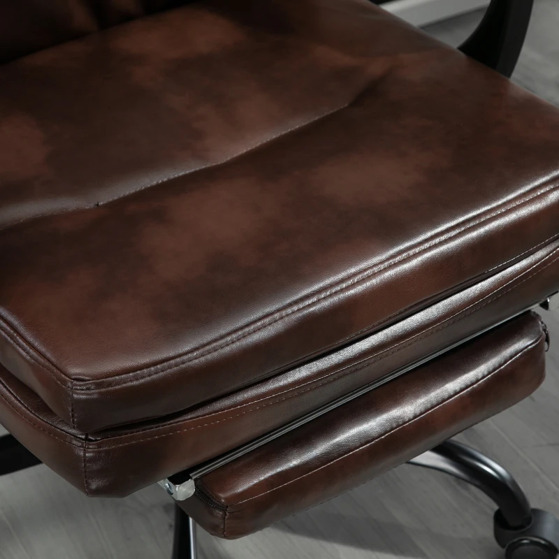 Vinsetto High-Back 6-Point Vibration Massaging Office Chair with 5 Modes, Headrest, Padded Seat, Wheels, Retractable Footrest, Brown