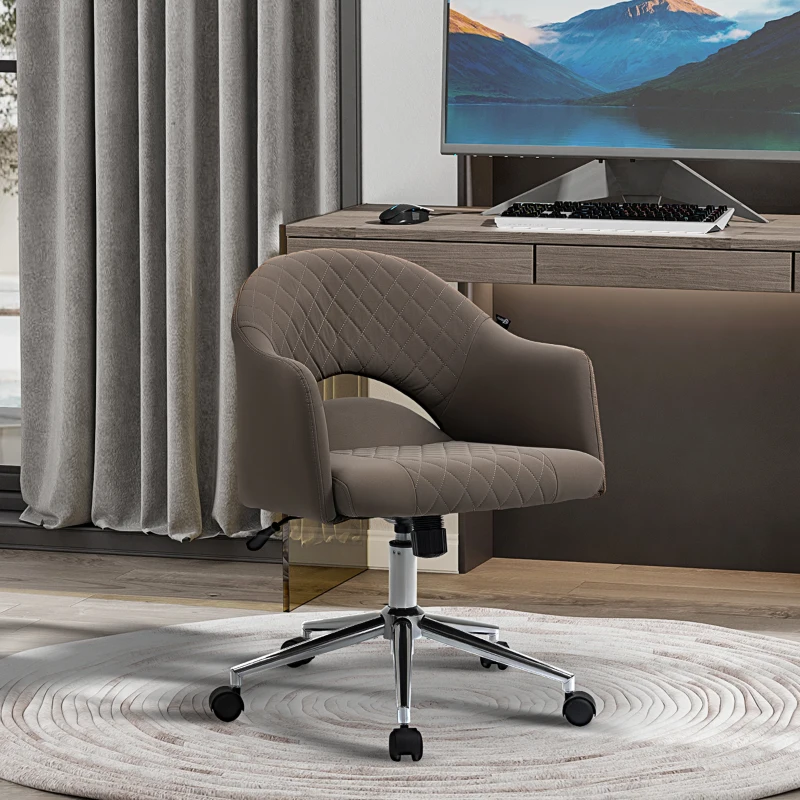 Vinsetto Mid Back Home Office Chair, Computer Desk Chair with Adjustable Height and Padded Seat, Brown