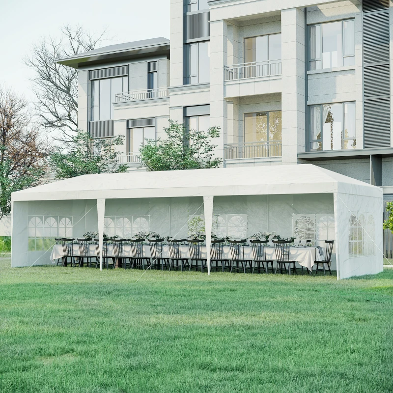 Outsunny 10x28ft Portable Gazebo Party Tent Outdoor Event Shelter Garden Sunshade with 5 Removable Walls