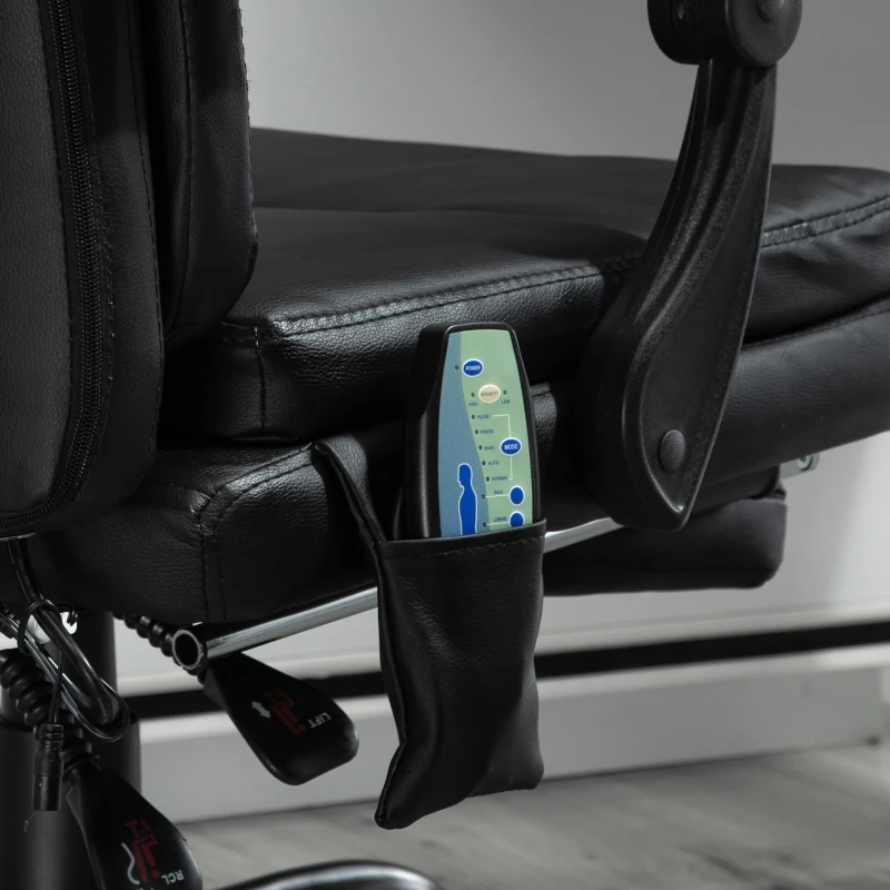 Vinsetto High-Back 6-Point Vibration Massaging Office Chair with 5 Modes, Headrest, Padded Seat, Wheels, Retractable Footrest, Black