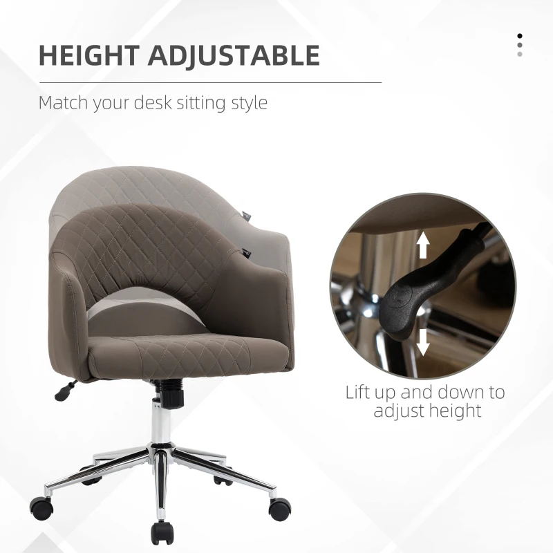 Vinsetto Mid Back Home Office Chair, Computer Desk Chair with Adjustable Height and Padded Seat, Brown