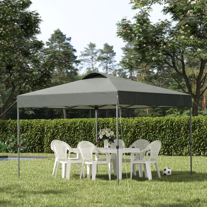Outsunny 10' x 10' Pop Up Canopy Tent, Instant Sun Shelter with 3-Level Adjustable Height, Top Vents and Wheeled Carry Bag for Outdoor, Garden, Patio, Gray