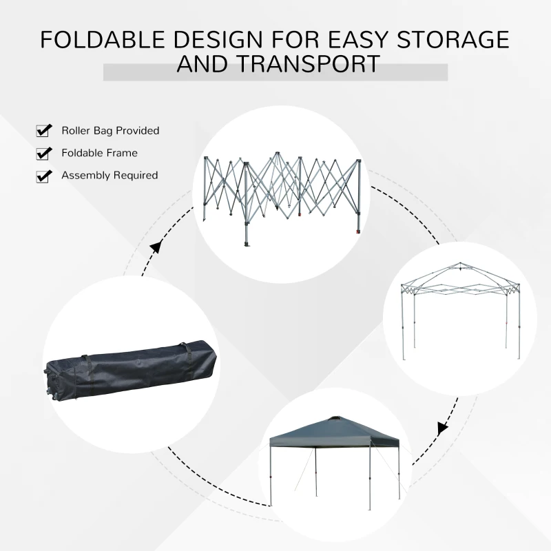Outsunny 10' x 10' Pop Up Canopy Tent, Instant Sun Shelter with 3-Level Adjustable Height, Top Vents and Wheeled Carry Bag for Outdoor, Garden, Patio, Gray