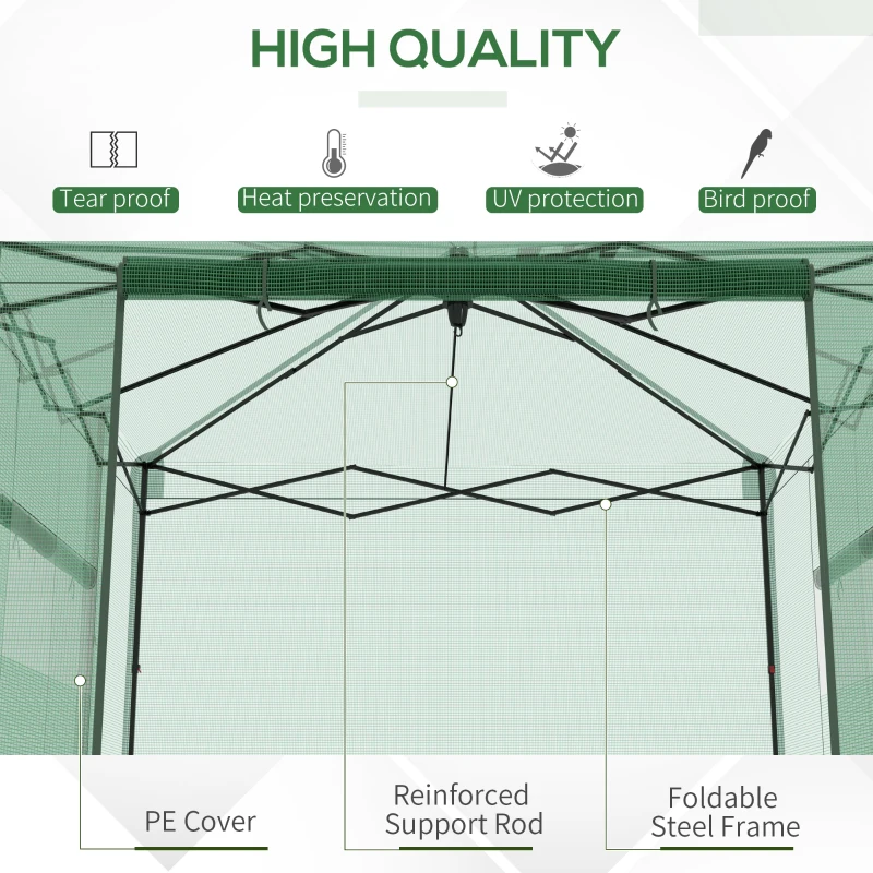 Outsunny 10' x 10' Portable Walk-in Greenhouse, Folding Pop-up, Outdoor Canopy Green House, Roll-Up Zipper Door & 2 Ventilating Side Windows for Growing Flowers, Herbs, Vegetables, Saplings