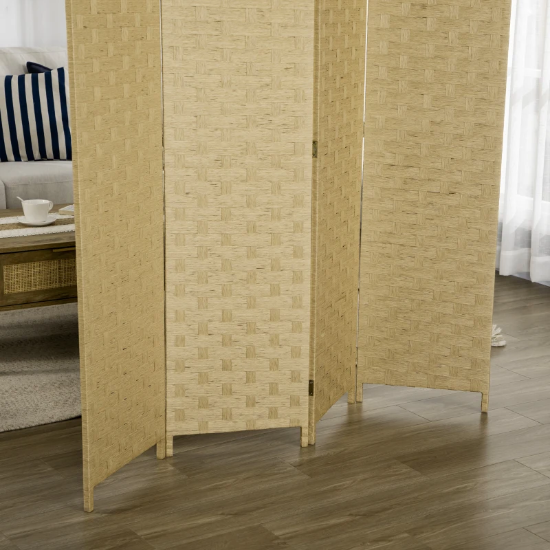 HOMCOM 5.6 Ft. Tall 4-Panel Room Divider, Paper Panel Freestanding Folding Privacy Screen Panels, Partition Wall Divider for Indoor Bedroom Office