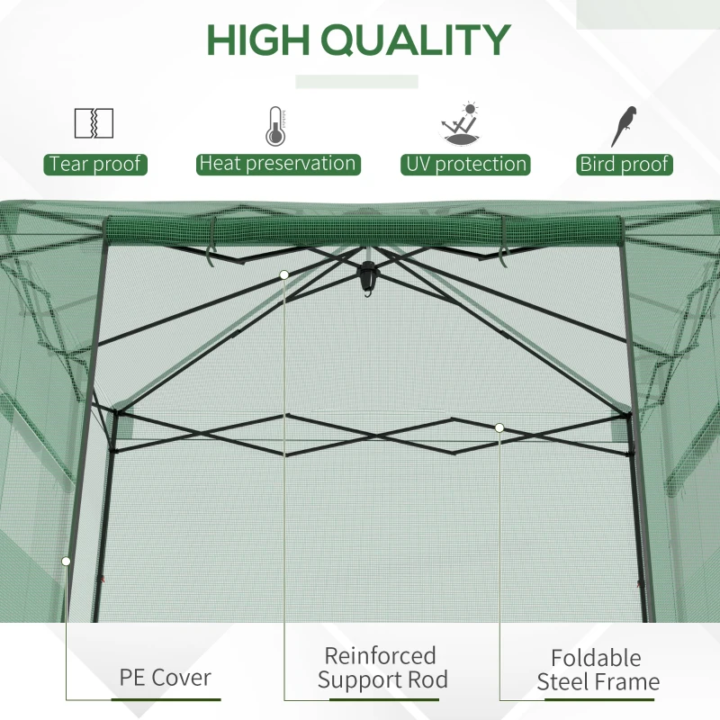 Outsunny 10' x 8' Portable Walk-in Greenhouse, Folding Pop-up, Outdoor Canopy Hot House, Roll-Up Zipper Door & 2 Ventilating Side Windows for Growing Flowers, Herbs, Vegetables, Saplings, Succulents