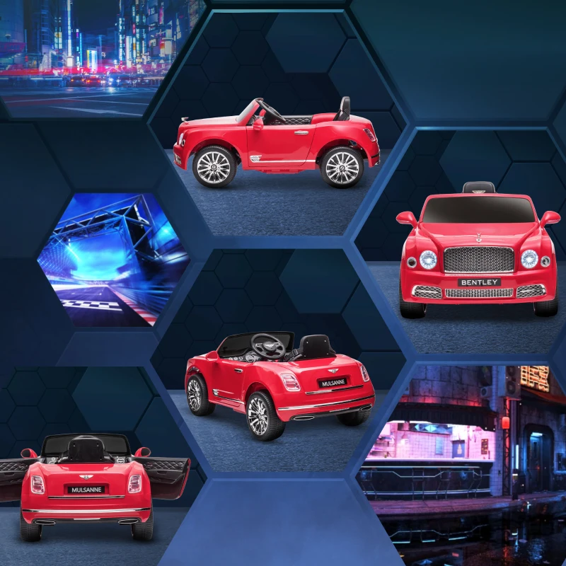 Aosom Electric Ride On Car with Parent Control, 12V 7AH Battery Powered Car with LED Lights, MP3, Horn, Music, 2 Motors, for 37-72 Months, Red