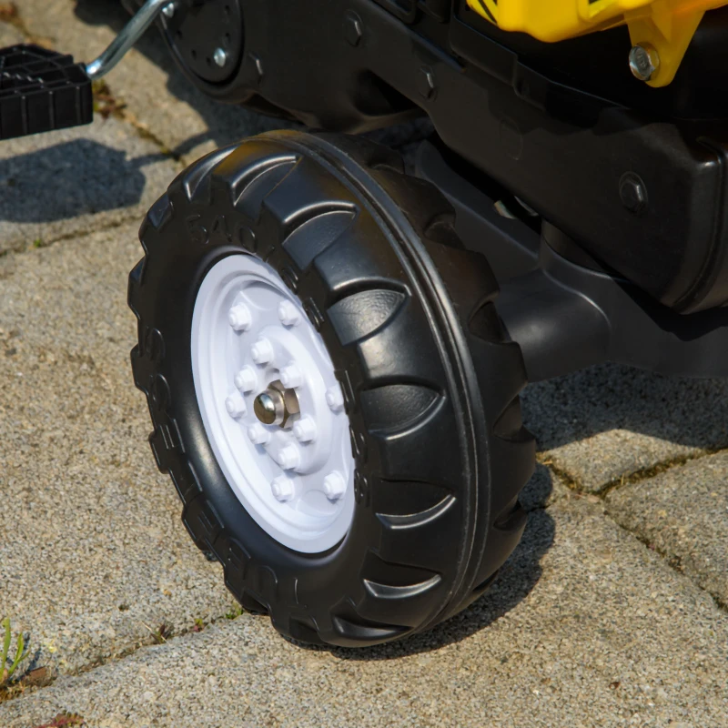 Aosom Ride on Toy Dump Truck for Kids, Pedal Construction Car with Detachable Trailer for 3 Year Old, Yellow