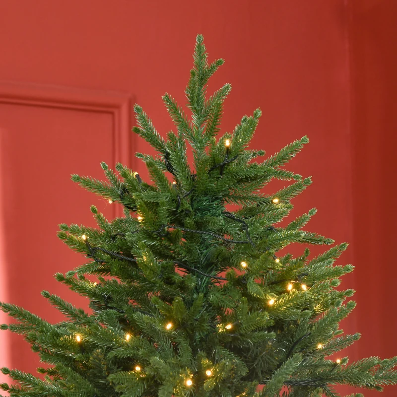 HOMCOM 7' Tall Prelit Full Artificial Christmas Tree with Realistic Branches, 400 Warm White LED Lights and 4030 Tips, Green