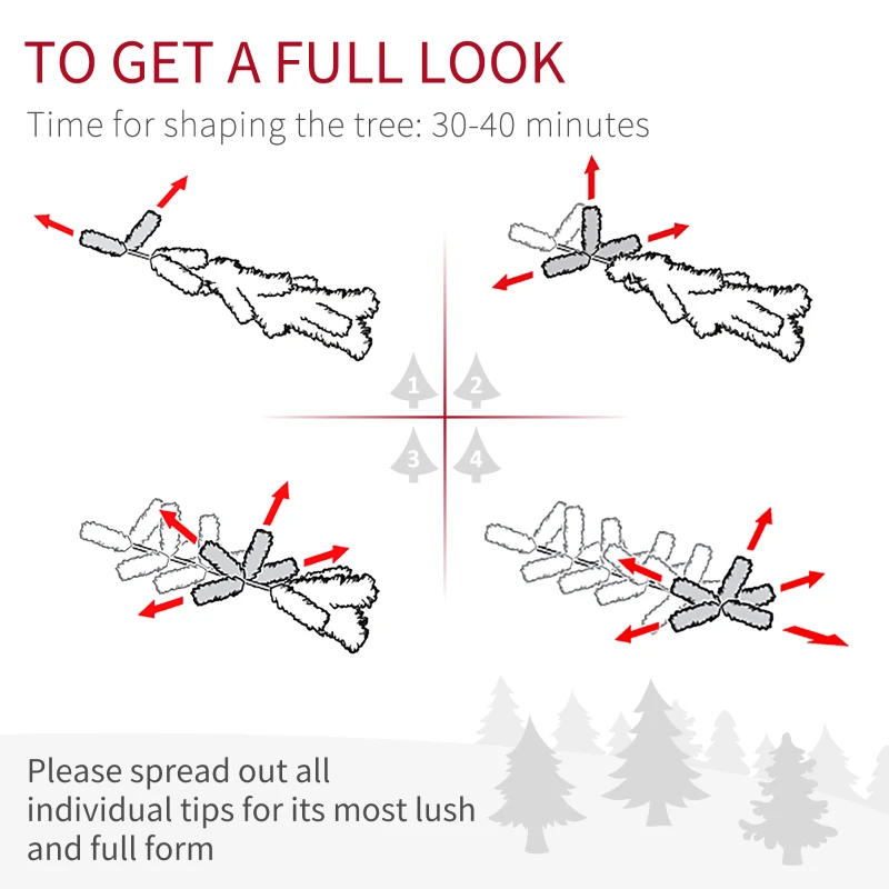 HOMCOM 7FT Tall Prelit Flocked Artificial Christmas Tree Holiday Décor with Realistic Branches, Warm White LED Lights, Auto Open, Green