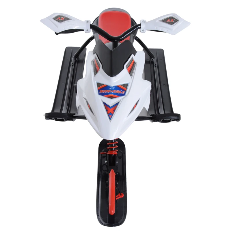 Soozier GT Snow Racer Sleds for Kids with Padded Rubber Seat Traction Rope, Snow Motor with Wind Shield Handle and Anti-Slip Pedal, Winter Gift for Boys Girls Red