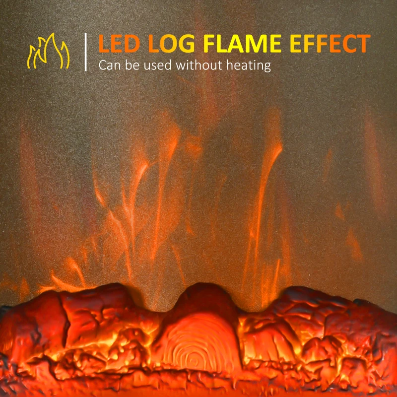 HOMCOM Electric Fireplace Heater, Freestanding 750W/1500W Fireplace, w/ LED Screen, Remote included Quiet Heater Ideal for 269 sq.ft Indoor Use, Black