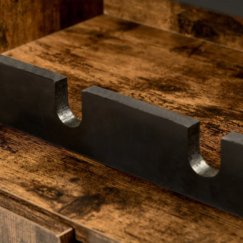 HOMCOM Industrial Wine Rack Cabinet for 4 Bottles, Liquor Cabinet with Tempered Glass Top, Adjustable Shelves for Home Bar, Dining Room, Rustic Brown