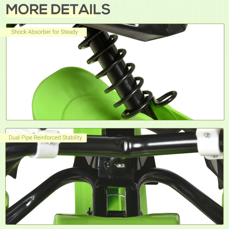 Outsunny Kids Snow Racer Sled, Ski Sled Slider Board, Snowmobile, with Foot Break, Auto Pull Rope, for Downhill and Uphill, Age 5 & up, Gift for Boys & Girls, Green