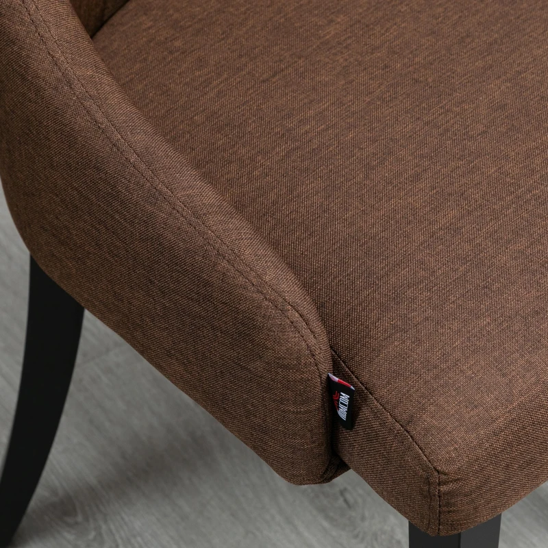 HOMCOM Modern Dining Chairs Set of 2, Button Tufted Accent Chairs with Upholstered Seat, Steel Legs for Living Room, Kitchen, Study, Brown