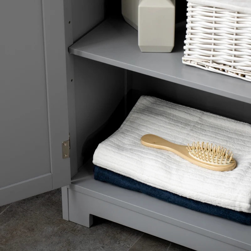 kleankin Bathroom Cabinet Organizer, Freestanding Small Storage Cabinet with Drawer and Adjustable Shelf for Living Room, or Entryway, Grey