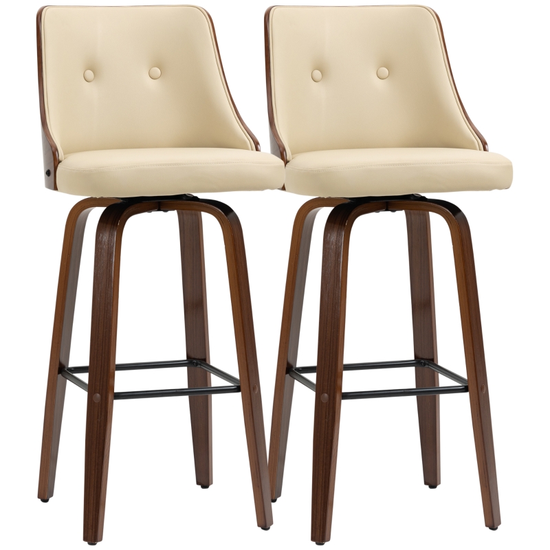 Counter Height Bar Stools Set of 2 PU Leather Swivel Barstools